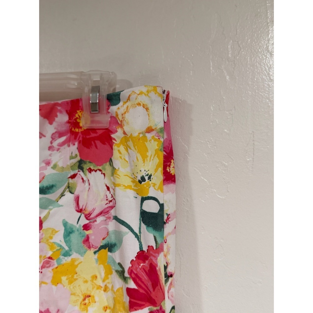 Polo Ralph Lauren Floral Ankle Pants Womens 10 Pink Yellow Slim Stretch Cotton - Picture 7 of 8